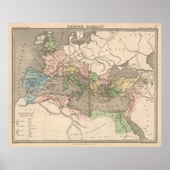 Vintage Map of The Roman Empire (1838) Poster (Front)