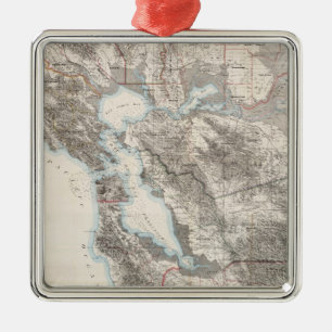 Vintage Map of The San Francisco Bay (1873) Metal Tree Decoration