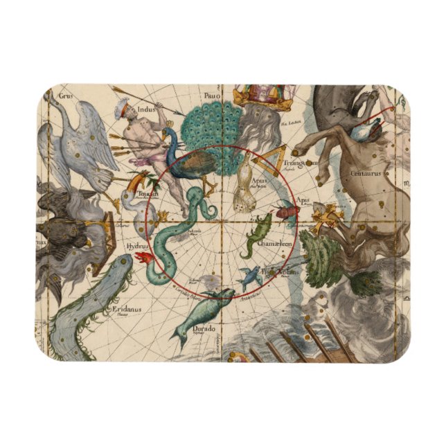 Vintage Map of the South Pole Magnet (Horizontal)