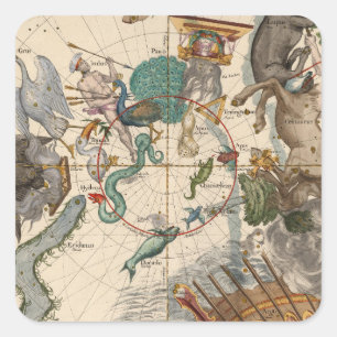 Vintage Map of the South Pole Square Sticker