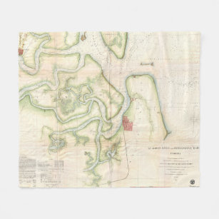 Vintage Map of The St Marys River - FL/GA (1857) Fleece Blanket