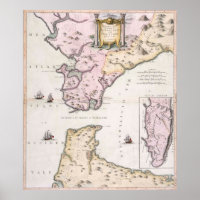 Vintage Map of The Strait of Gibraltar (1780)
