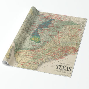 Vintage Map of The Texas Oil and Gas Fields (1920) Wrapping Paper