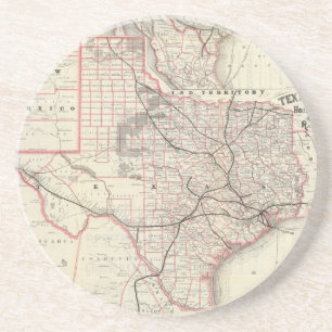 Vintage Map of The Texas Railroad System (1885) Coaster