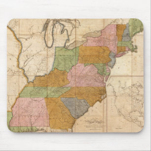Vintage Map of the United States Post Roads (1804) Mouse Mat