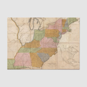 Vintage Map of the United States Post Roads (1804) Tissue Paper