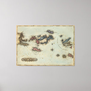 Vintage Map of The Virgin Islands (1823) Canvas Print