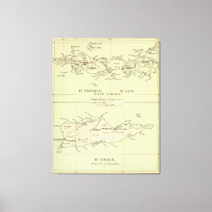 Vintage Map of The Virgin Islands (1853) Canvas Print