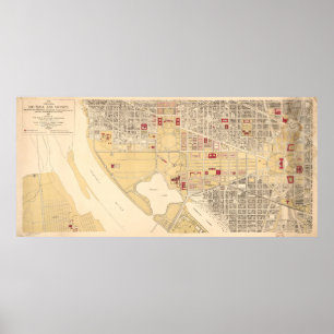 Vintage Map of The Washington D.C. Mall (1917) Poster