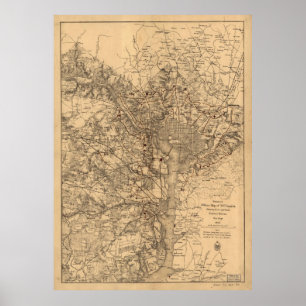 Vintage Map of The Washington DC Area (1865) Poster