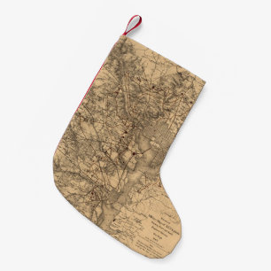 Vintage Map of The Washington DC Area (1865) Small Christmas Stocking