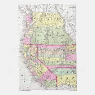 Vintage Map of The Western United States (1853) Tea Towel