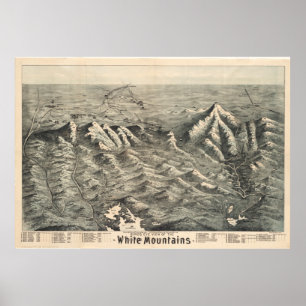 Vintage Map of The White Mountains (1890) Poster