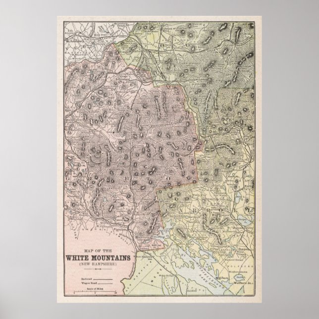 Vintage Map of The White Mountains (1901) Poster (Front)