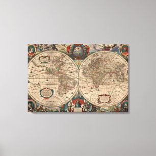 Vintage Map of The World (1641) Canvas Print