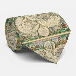 Vintage Map of The World (1670) Tie
