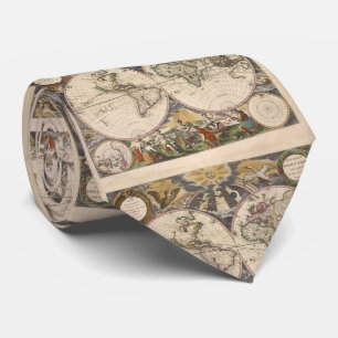 Vintage Map of The World (1672) Tie