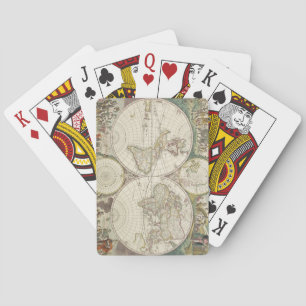 Vintage Map of The World (1680) Playing Cards