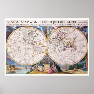 Vintage Map of The World (1700) Poster