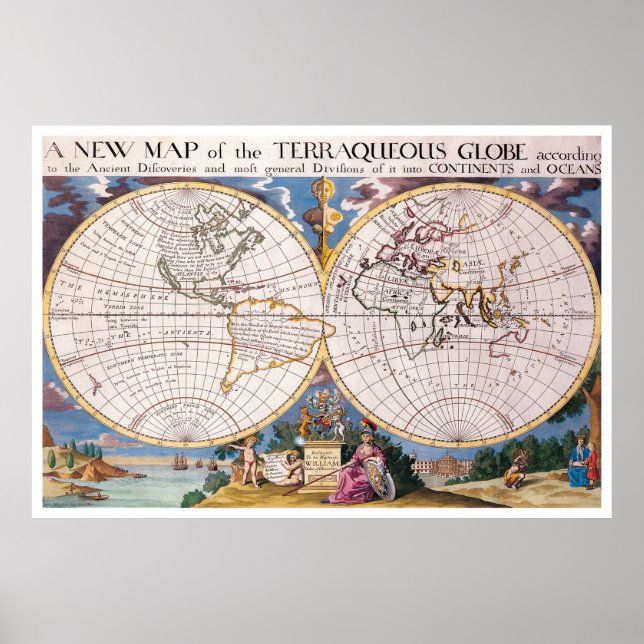 Vintage Map of The World (1700) Poster (Front)