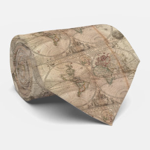 Vintage Map of The World (1709) Tie
