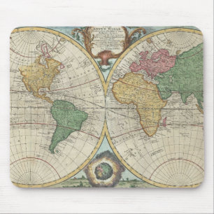 Vintage Map of The World (1744) Mouse Mat