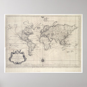 Vintage Map of The World (1750) Poster
