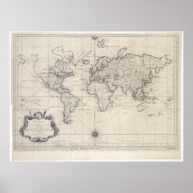 Vintage Map of The World (1750) Poster (Front)