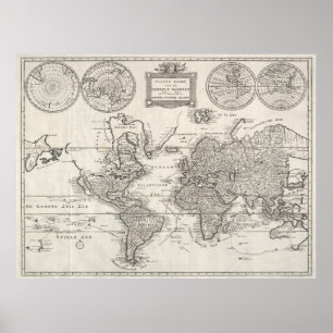 Vintage Map of The World (1786) Poster