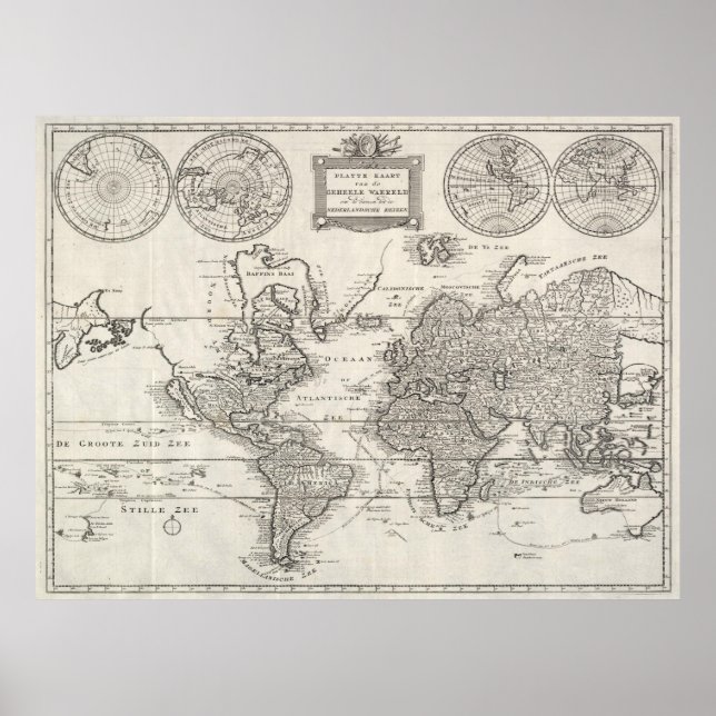 Vintage Map of The World (1786) Poster (Front)