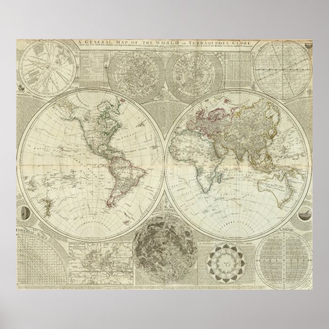 Vintage Map of The World (1787) Poster (Front)
