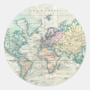 Vintage Map of The World (1801) Classic Round Sticker