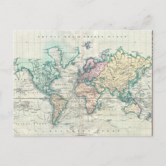 Vintage Map of The World (1801) Postcard (Front)