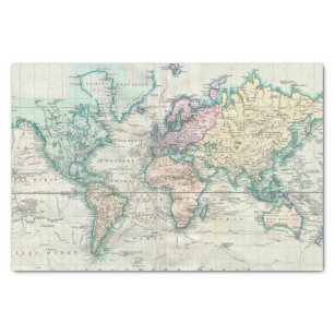 Vintage Map of The World (1801) Tissue Paper