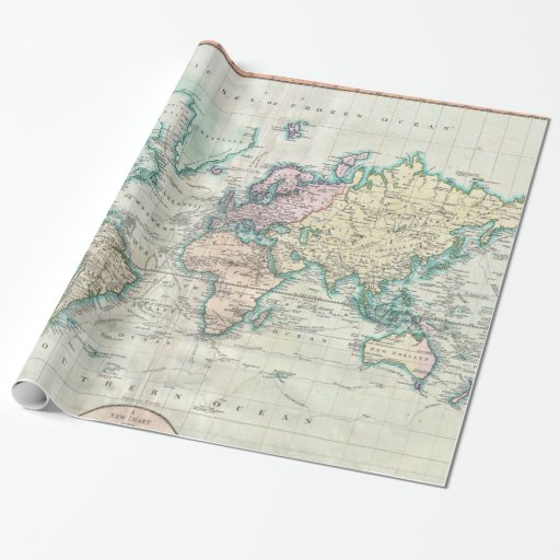 Wrapping Paper & Gift Boxes Vintage Map of The World (1801) Wrapping Paper