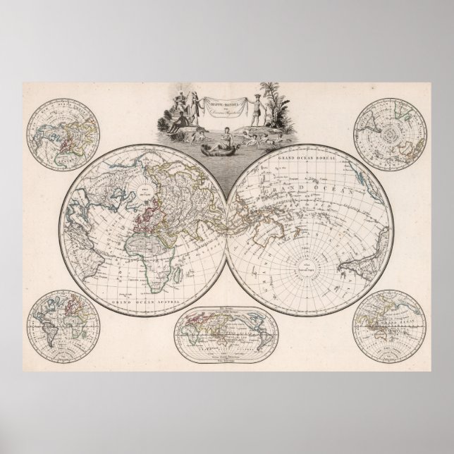 Vintage Map of The World (1812) Poster (Front)