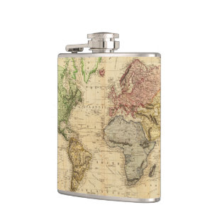 Vintage Map of The World (1831) Hip Flask