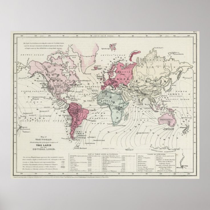 Vintage Map of The World (1865) Poster | Zazzle