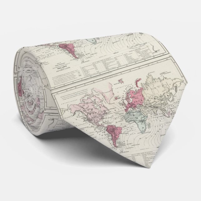 Vintage Map of The World (1865) Tie (Rolled)