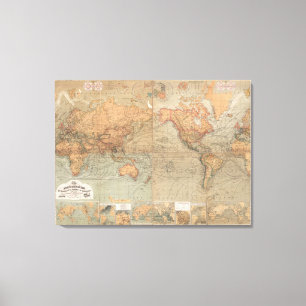 Vintage Map of The World (1870) Canvas Print