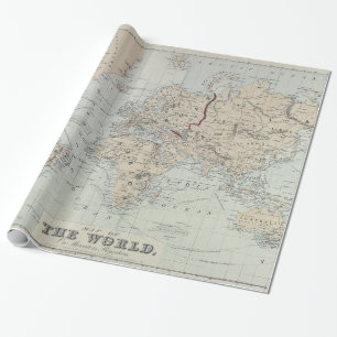 Vintage Map of The World (1875) Wrapping Paper