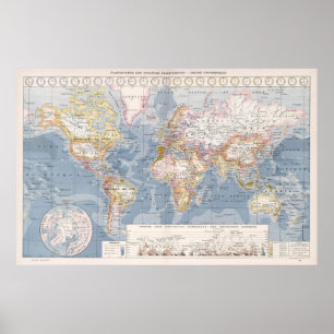 Vintage Map of The World (1900) Poster