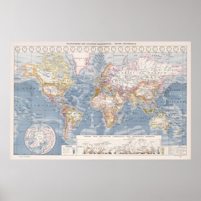 Vintage Map of The World (1900) Poster (Front)