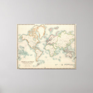 Vintage Map of The World (1911) Canvas Print