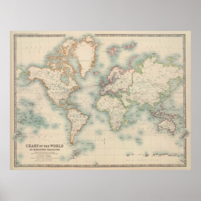 Vintage Map of The World (1911) Poster (Front)