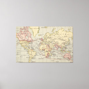 Vintage Map of The World (1914) Canvas Print