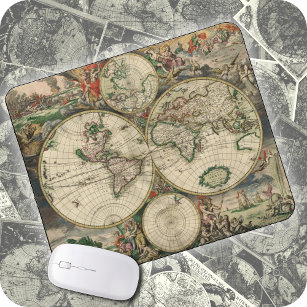 Vintage Map of the World of 1689 - Mouse Mat