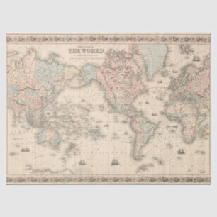 Vintage Map of the World  Tissue Paper