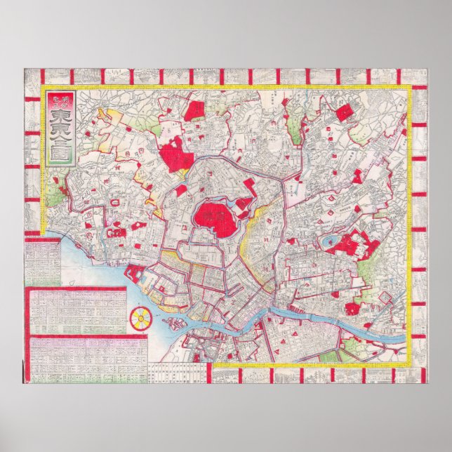 Vintage Map of Tokyo Japan (1880) Poster (Front)