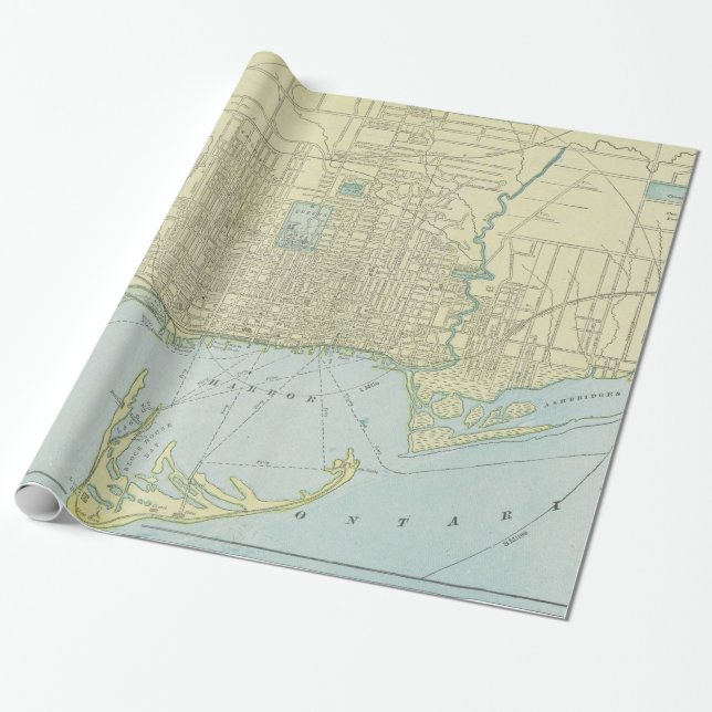 Vintage Map of Toronto (1901) Wrapping Paper (Unrolled)